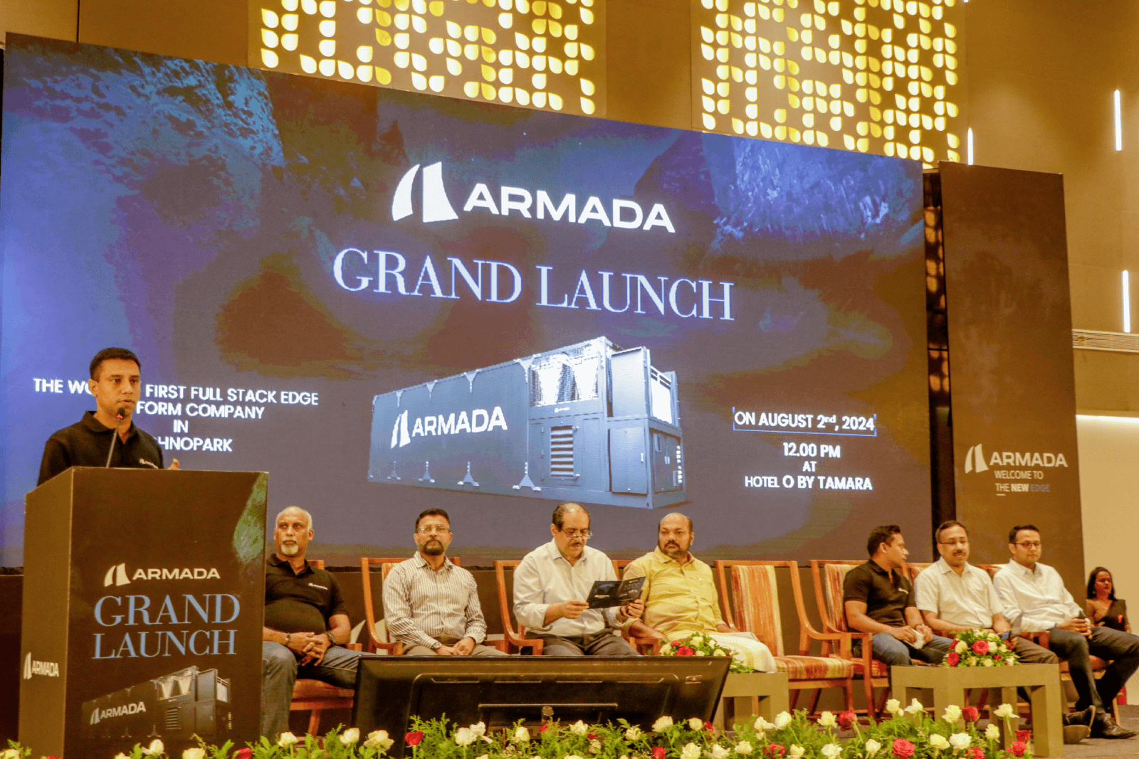 CTO, Armada, Mr. Pradeep Nair, speaking to the gathering at the company's India office launch.