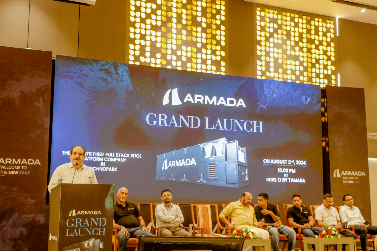 Principal Secretary (Industries), Shri A. P. M. Mohammed Hanish, speaking at the Armada India office launch.