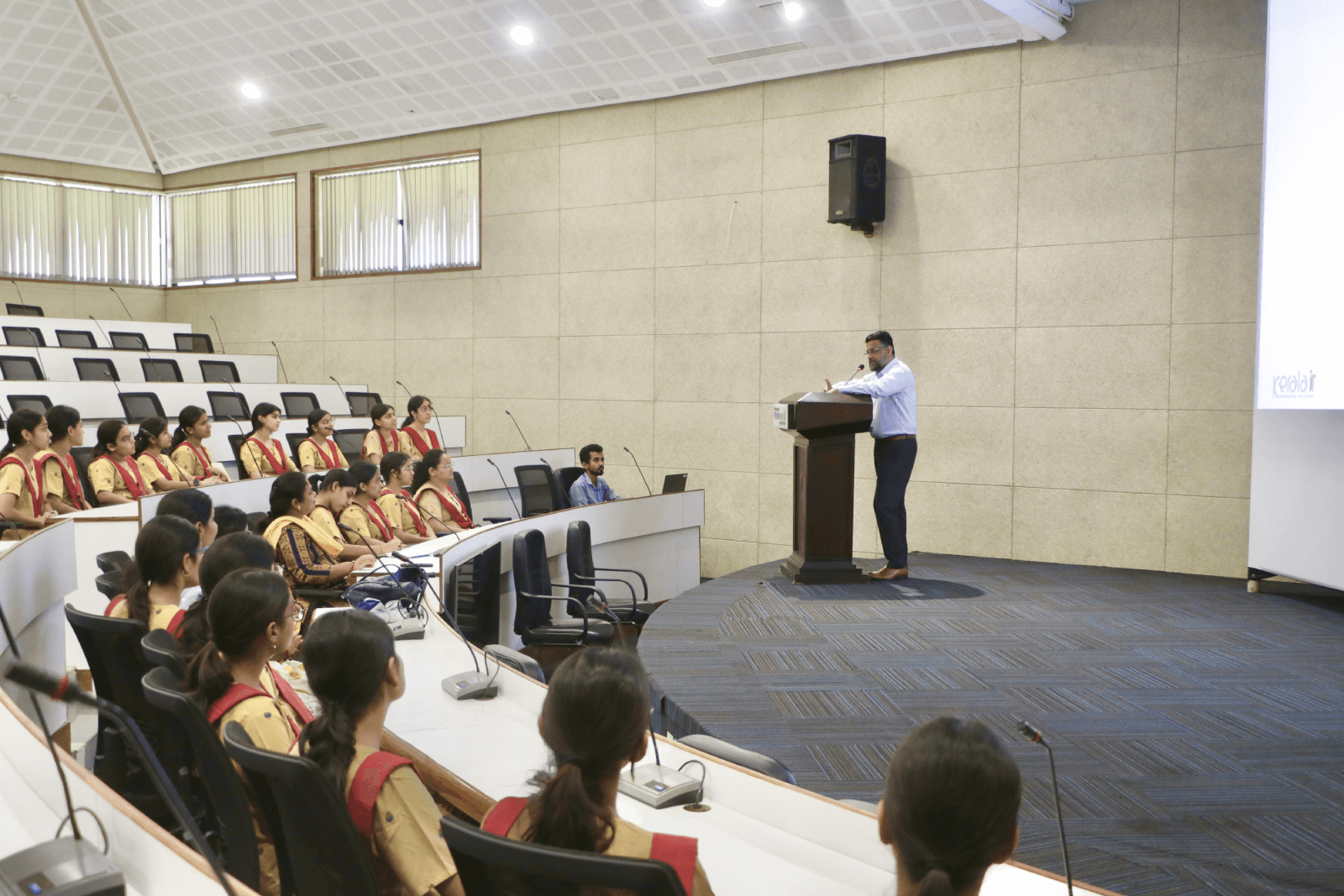 CEO Technopark, Col Sanjeev Nair (Retd), addressing the staff and students of Mayo College for Girls, Ajmer, Rajasthan.