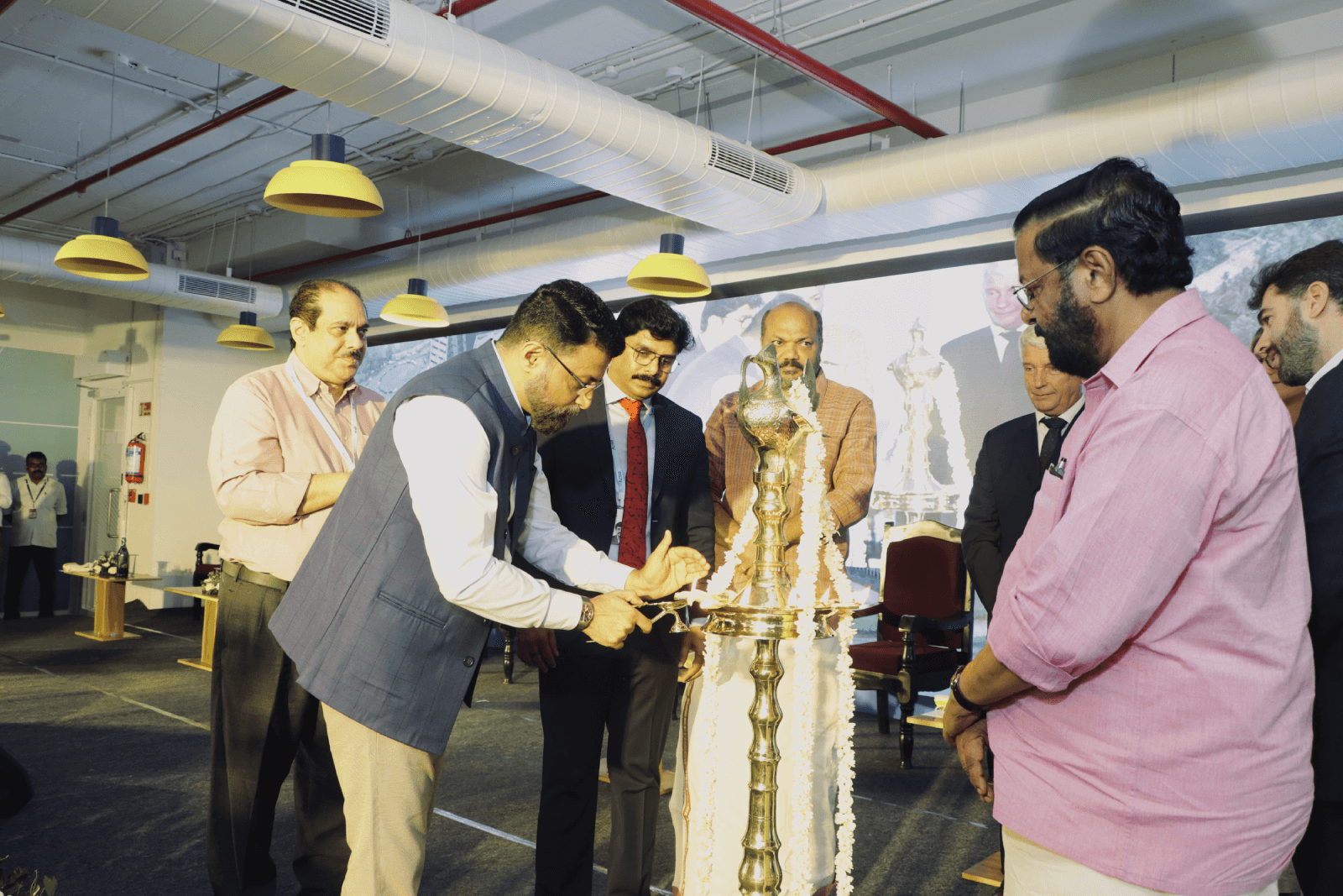 CEO Technopark, Col Sanjeev Nair (Retd), lighting the inaugural lamp at the launch.