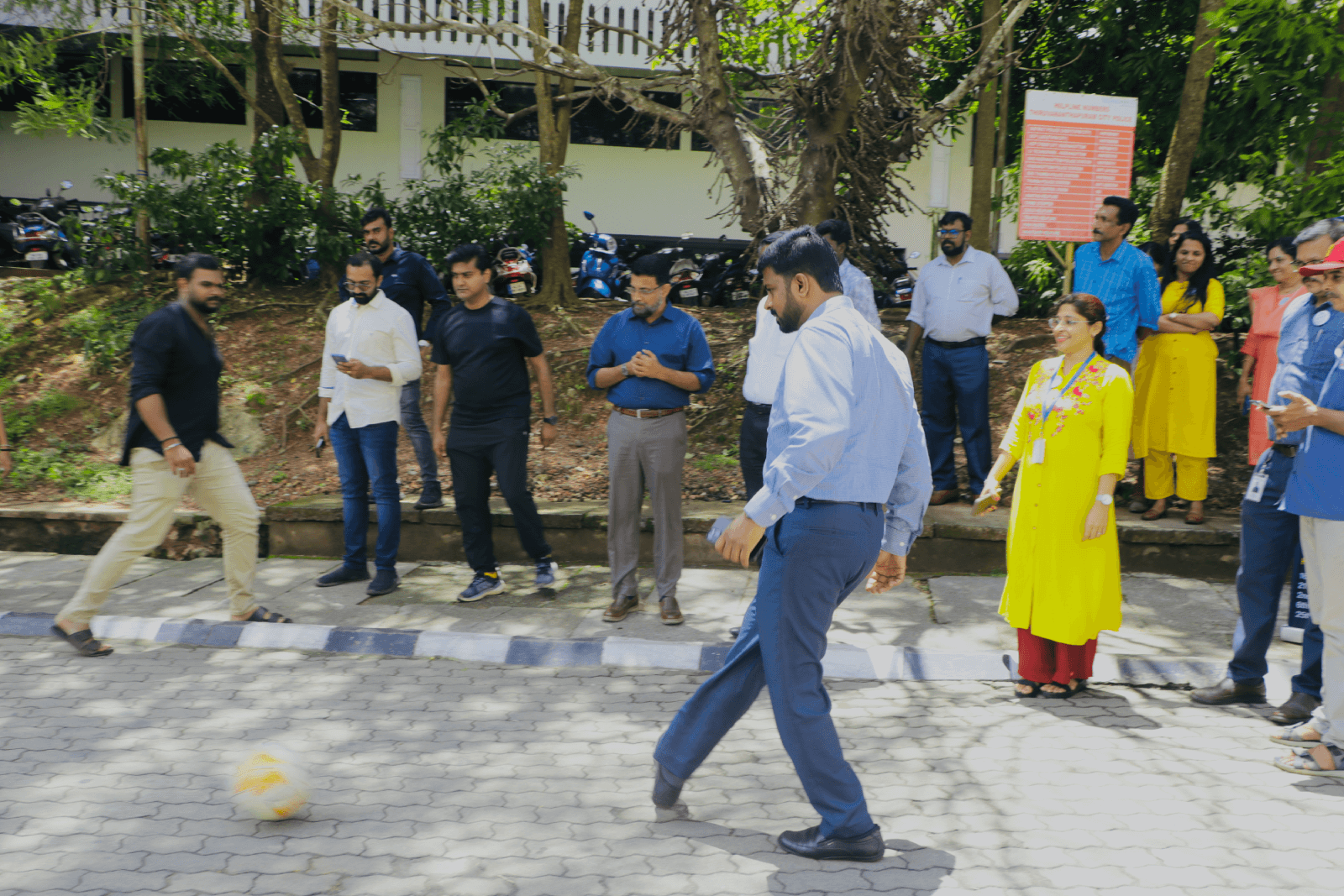 Technopark employees participating in the Super Pass Relay event organized by Thiruvananthapuram Kombans FC.