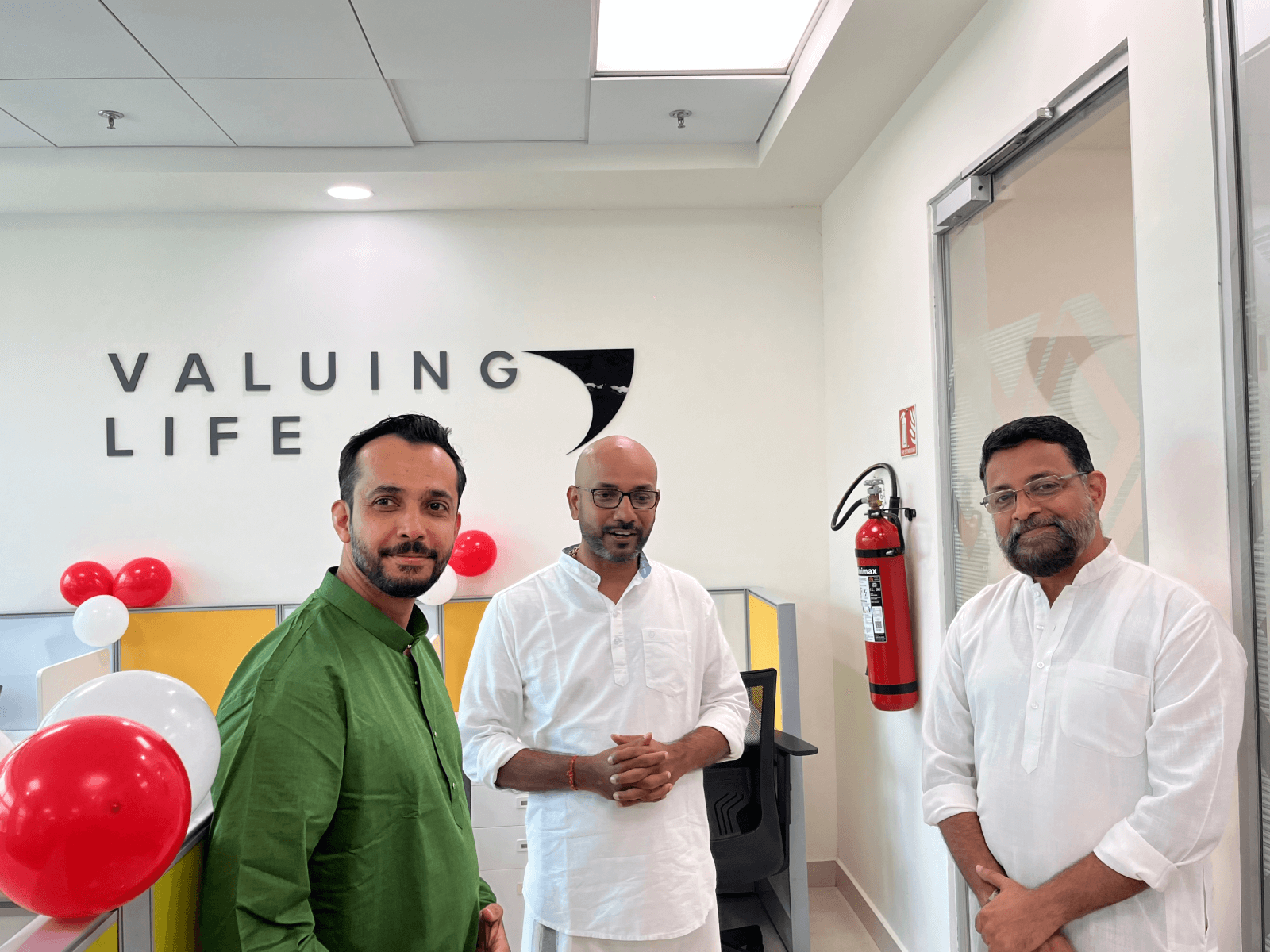 Col Sanjeev Nair (Retd), CEO Technopark, with Mr. Shivakumar Naduvath and Mr. Premjith, founder and CEO, and COO of Gritstone Technologies, respectively.