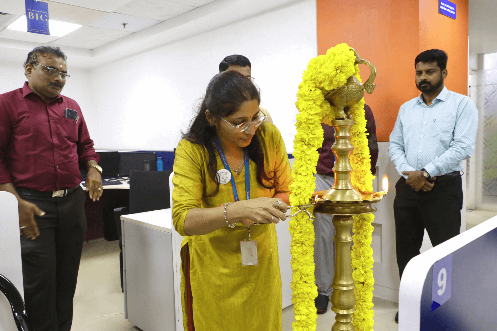 Ms. Haritha K, Senior Executive, Marketing, Technopark, lighting the ceremonial lamp.