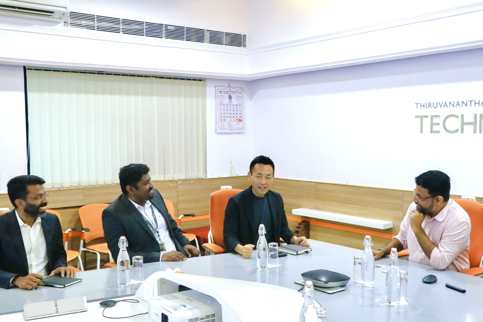 In conversation: Col Sanjeev Nair (Retd), CEO, Technopark; Mr. Koji Wada, Head of Fujifilm India; Mr. Rakesh R, President, and Mr. Naigil Joseph, Vice President of NKORR Technologies.