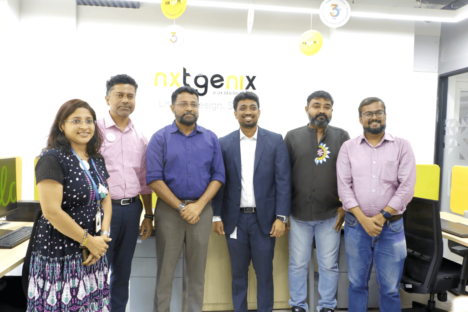 Col Sanjeev Nair (Retd), CEO, and Mr. Vasanth Varada, DGM - Marketing & Customer Relationship, Technopark with Team NxtGenix Solutions.