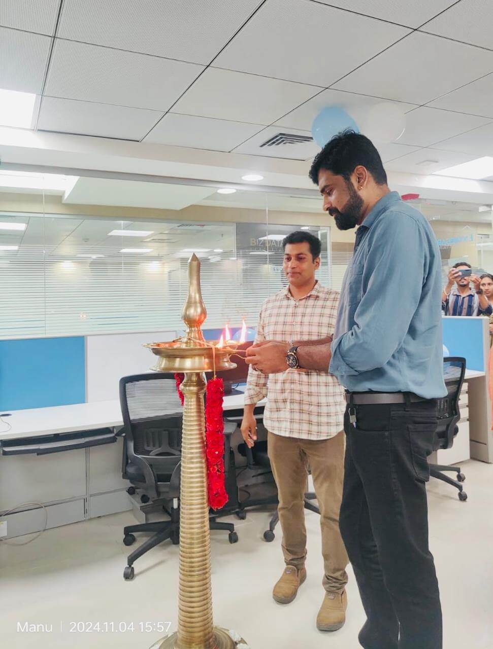 Lighting of the ceremonial lamp at the launch.