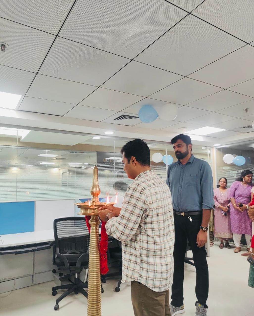 Lighting of the ceremonial lamp at the launch.