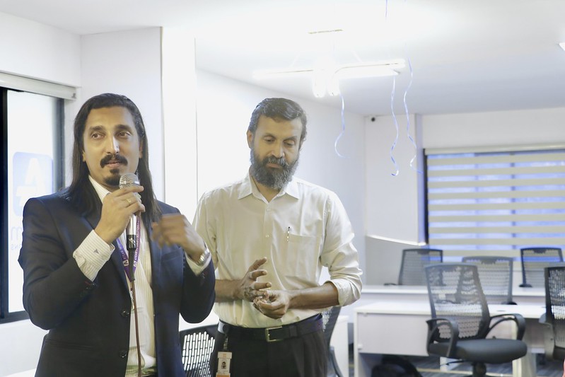 Mr. Abhinand V Nair, Founder & CEO, Ateam Soft Solutions, addressing the guests at the new office launch.