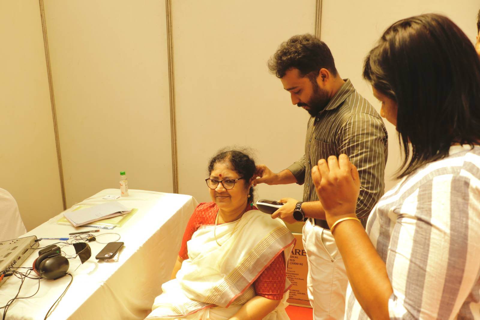 Dr. R Bindu participating in the free medical camp, led by SK Hospital, in association with the event at Bhavani.