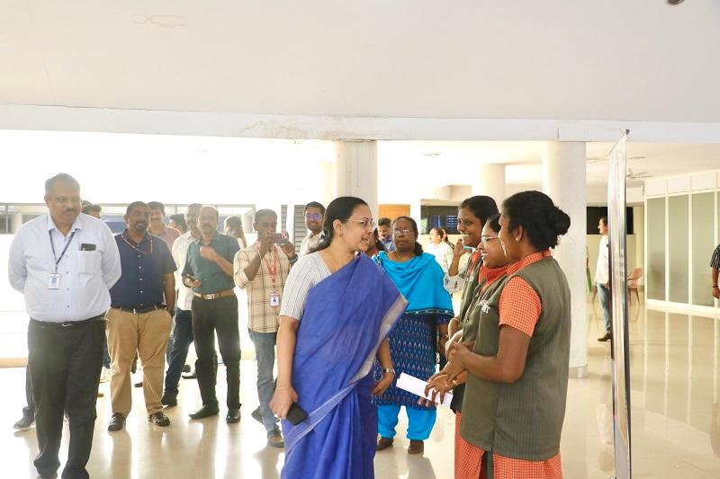 Health Minister interacting with Technopark women staff.