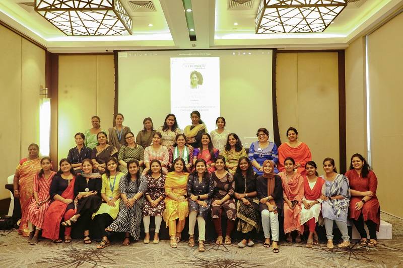 Outgoing CFO of Kerala IT Parks, Ms Jayanthi Lekshmi, with the women staff of the team.